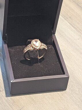 Levian Peach Morganite Ring with Chocolate and Nude Diamonds